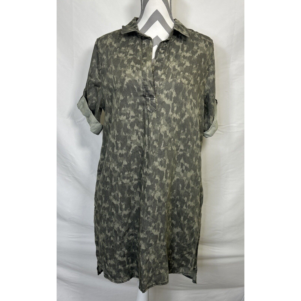 NWT Philosophy Tencel Shirt Dress Women’s Brushed Cougar Camo Green Large Chrty